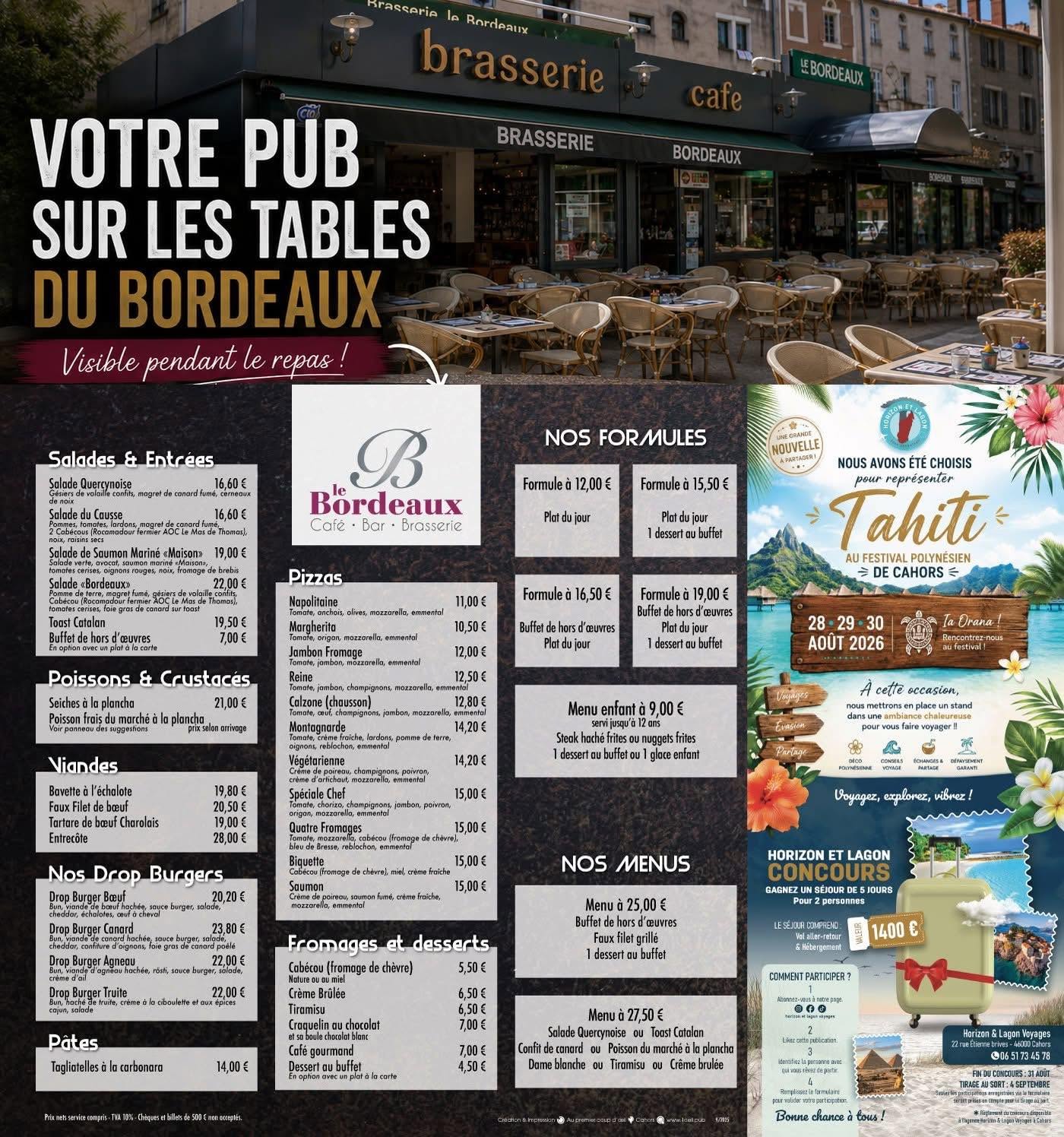 Visuel de la campagne Coup d’œil bon ap’ au restaurant Le Bordeaux à Cahors